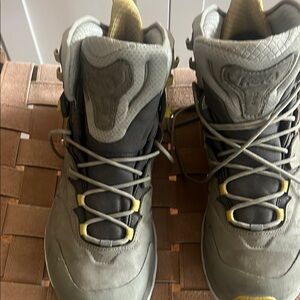 Gray and Yellow High-Top boots